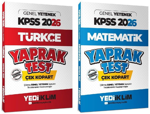 2026 Kpss Türkçe + Matematik Yaprak Test 2 Li Set