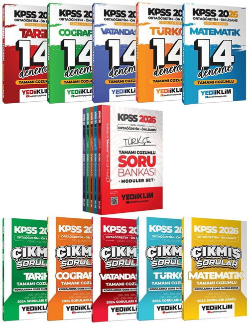 2026 Kpss Lise Ortaöğretim Ön Lisans Modüler Soru Bankası + 70 Deneme + Çımış Sorular 11 Li Set Set