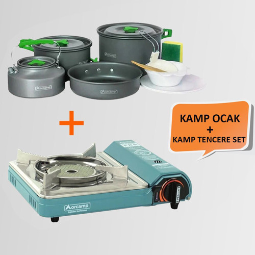 CK-508 Seramik Kamp Ocak + 1050 4'lü Yemek Kapları