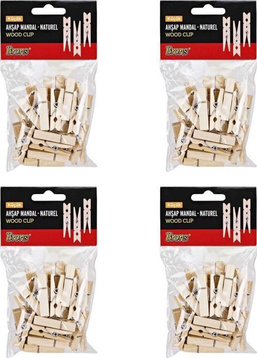 Ahşap Naturel Mandal Küçük Boy 24'lü Paket 4'lü