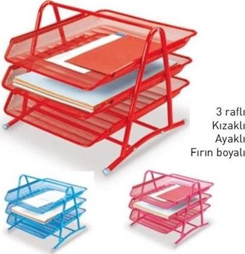 3 Kat Hareketli Evrak Rafı Mavi