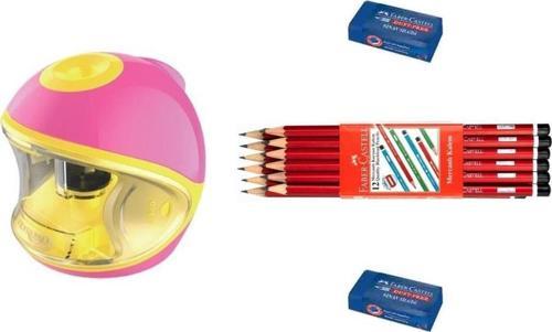Pilli Otomatik Kalemtıraş Pembe Seti : Bronz