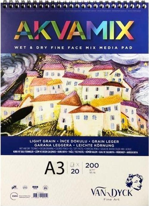 Akvamix Wet & Dry A3 Üstten Spiralli Microperforeli Çok Amaçlı Blok 200 Gr. 20 Yp.