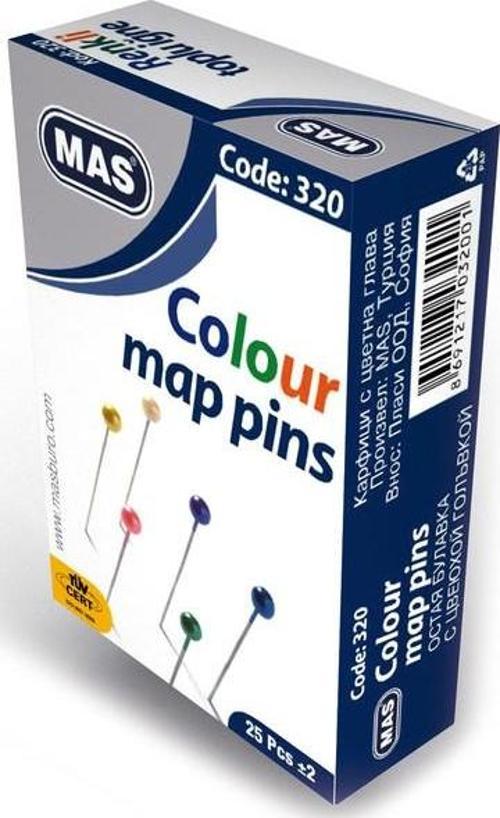 320 Toplu İğne Renkli Baslı 32 Mm