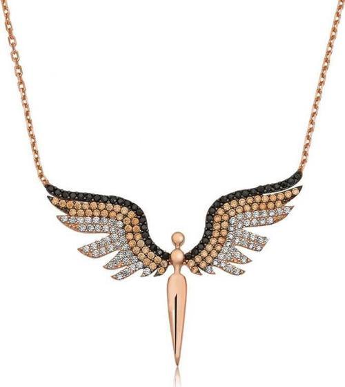 ​925 Ayar Gümüş Rose Mikail Meleği Kolye