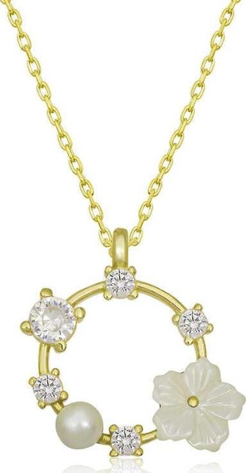 925 Ayar Gümüş Gold Manolya Çiçeği Kadın Kolye