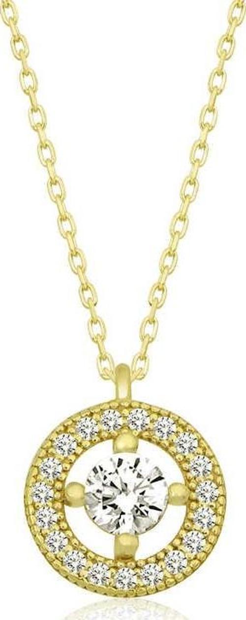 Gümüş Gold Minimal Yuvarlak Tektaş Kadın Kolye