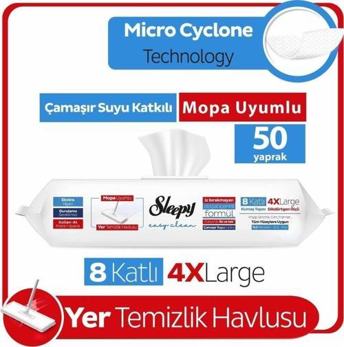 Easy Clean Çamaşır Suyu Katkılı Mopa Uyumlu Yer Temizlik Havlusu 50 Yaprak