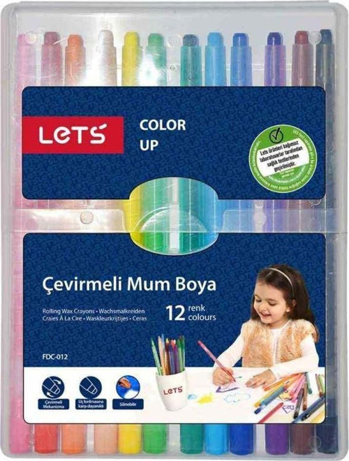 Çevirmeli Mum Boya Kalemi 12 Renk Fdc-012