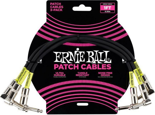ERNIE BALL P06075 1ft / 3lü Paket Siyah Kablo