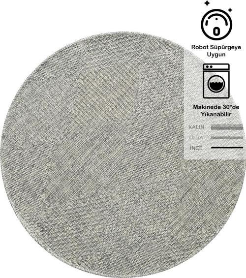 Rusticana 3104 Naturel Jüt Halı Modern Örme Yuvarlak Kilim