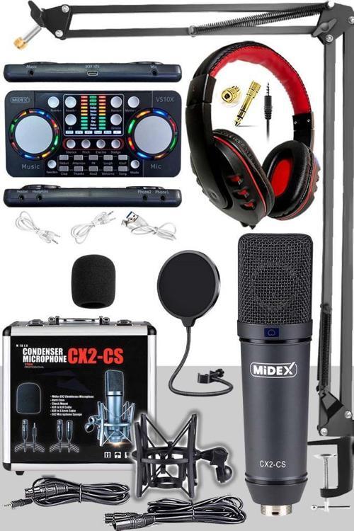 CX2 Persuasive Paket-6 Stüdyo Mikrofon Ses Kartı Kulaklık Stand (Kayıt ve Canlı Yayın)