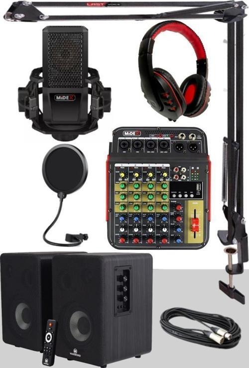 İmpressive Paket-2 Stüdyo Ekipmanları Kayıt Seti (Monitör Mikrofon Mikser Kulaklık)