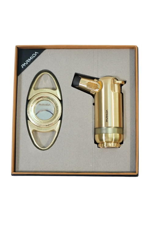 3 Torch Gold Masa Tipi Çakmak Fırçalı Gold Kesici İkili Puro Seti
