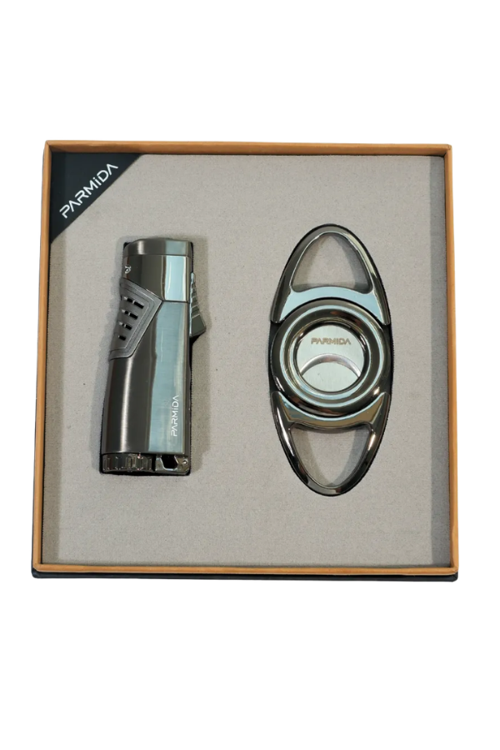 3 Torch Gunmetal Çakmak Gunmetal Kesici İkili Puro Seti