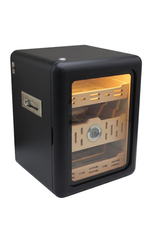 PremiumQuality Las Palmas İçi Ledli Siyah Sedir Humidor Puro Kutusu