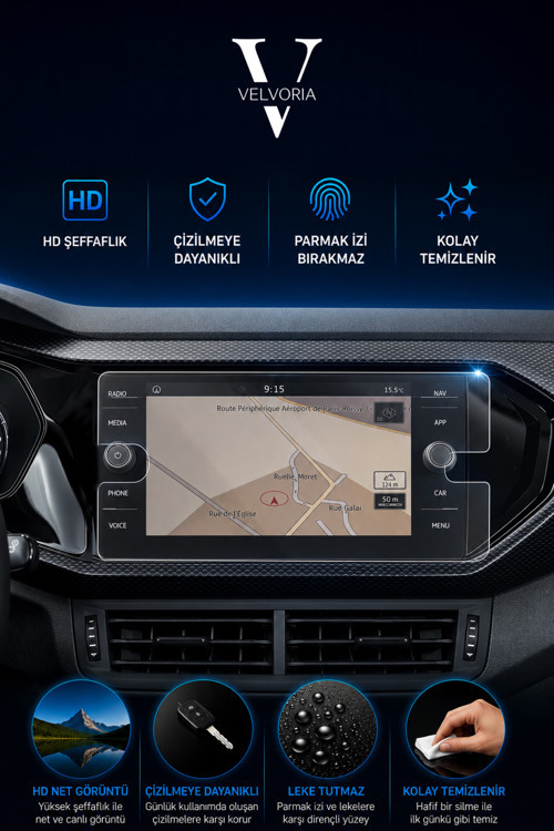 Volkswagen T-cross 8 Inç Multimedya Glass Ekran Koruyucu