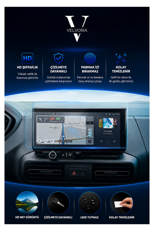 Yeni Citroen Berlingo Navigasyon Multimedya Uyumlu 9h Nano Ekran Koruyucu 2024 2025