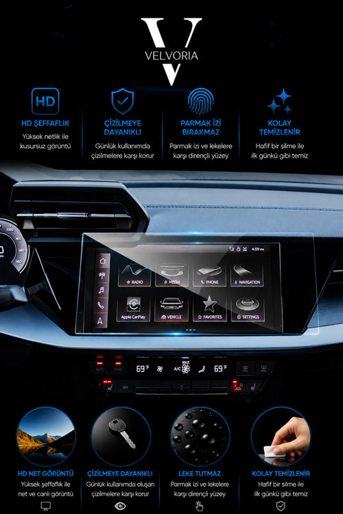 Audi A3 Multimedya Navigasyon 10.1 Inç Ekran Koruyucu 2021-2023