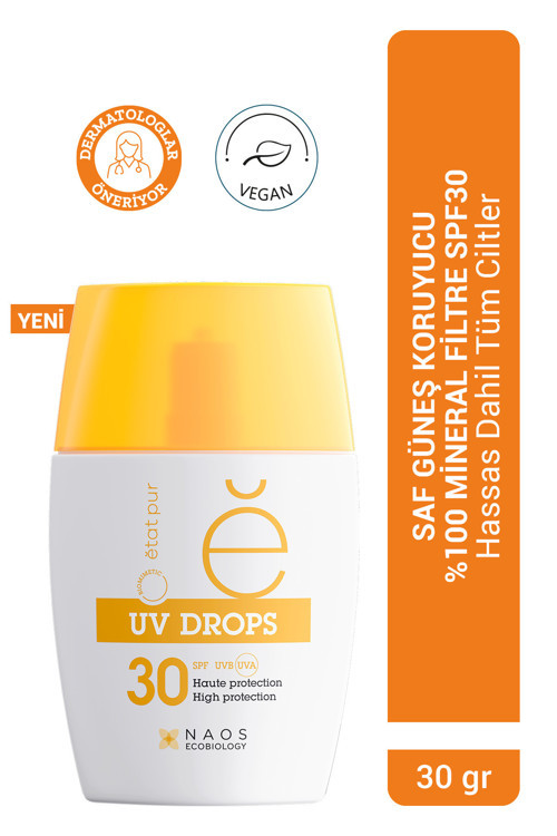 Uv Drops %100 Mineral Filtreli Hassas & Tüm Ciltler Güneş Kremi Spf30 30 Gr