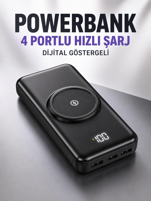 tekno 10.000 Mah Powerbank 4 Portlu Hızlı Şarj Dijital Göstergeli 2026