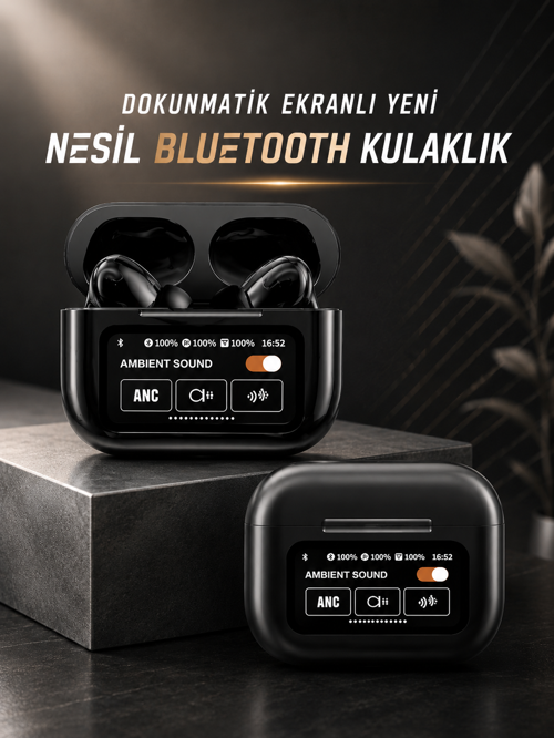 tekno Bluetooth Kulaklık Kablosuz Ekranlı ANC/ENC Destekli Dokunmatik 2026