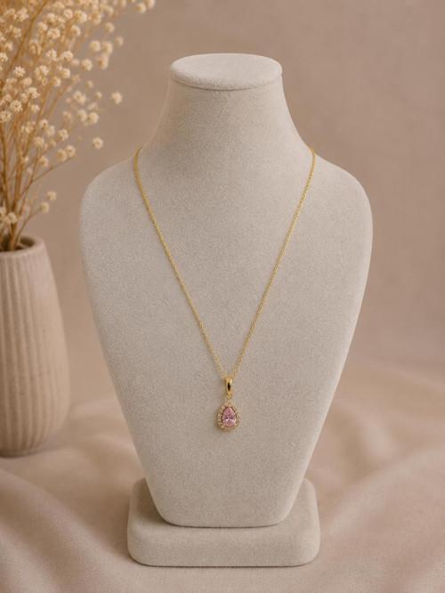PEMBE DAMLA ALTIN KOLYE