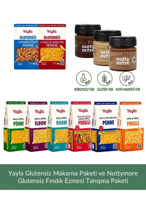 Glutensiz Makarna Paketi ve Nuttymore Glutensiz Fındık Ezmesi Tanışma Paketi