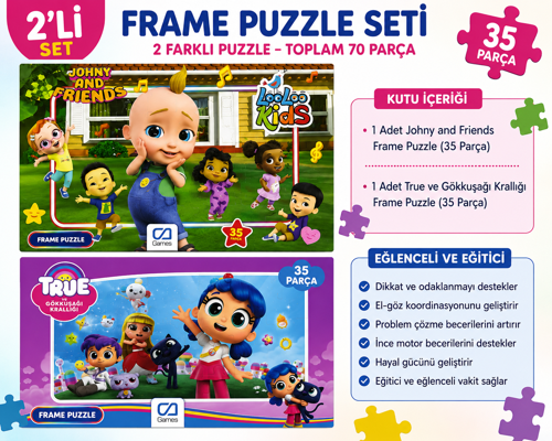 2’li Frame Puzzle Seti 35 Parça – Johny And Friends & True ve Gökkuşağı Krallığı