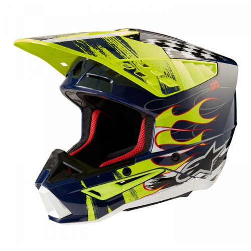 SM5 Rash Off-Road Motosiklet Kaskı Lacivert Sarı Beyaz