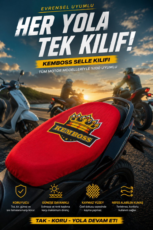 Universal Motor Sele Kılıfı Kırmızı – Kaymaz Yüzeyli Scooter Ve Motosiklet Sele Koruyucu