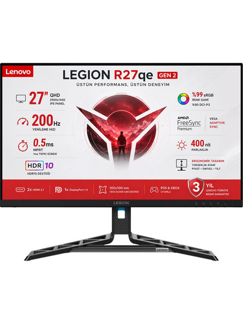 Legion R27qe Gen 2 27" 0.5ms MPRT 200Hz (2xHDMI-Display) IPS 2K QHD Pivot Gaming Monitör 68C7GAC3TK