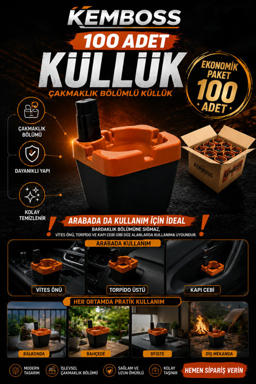 Çakmak Bölmeli Küllük 100 Adet – Kafe, Balkon, Teras Ve İşletmelere Uygun