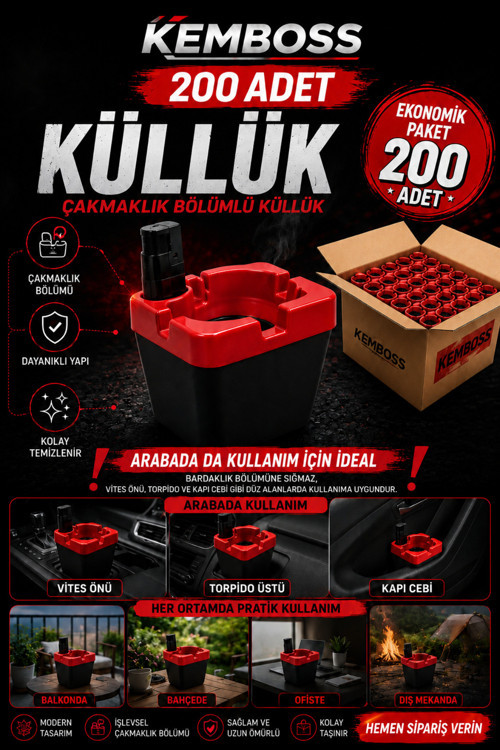 Çakmak Bölmeli Küllük 200 Adet – Kafe, Balkon, Teras Ve İşletmelere Uygun