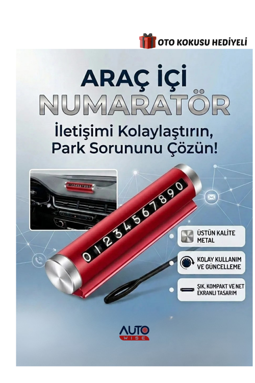 Oto Çevirmeli Numaratör Aliminyum Kasa Telefon Numaratörü Kırmız Renk Metal Kasa Sınırsız Kullanım