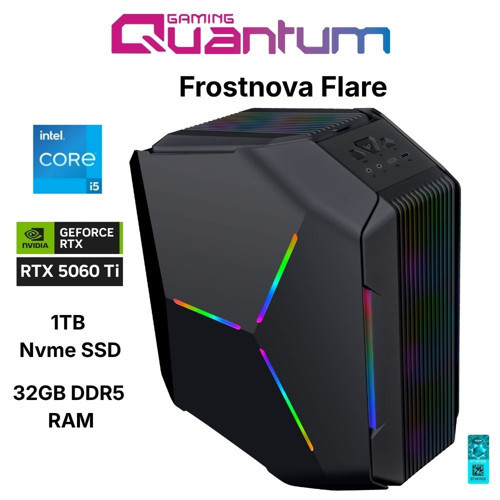 Frostnova Flare i5-14400F 32GB DDR5 1TB NVMe RTX5060Ti 16GB Masaüstü Oyun Bilgisayarı