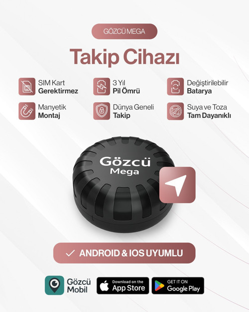 Mobil Mega Takip Cihazı IOS Android Uyumlu Motor Araç Taşıt GPS Cihazı IP68 Su Geçirmez Akıllı Takibi (5-10 Dakika Aralıklı Sinyal Alır)