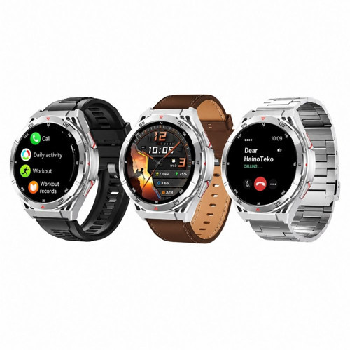 HainoTeko GPS-2 Akıllı Saat GPS Özellikli AMOLED Ekran 3 ATM Su Geçirmez 3 Kordonlu Bluetooth Aramalı Gümüş