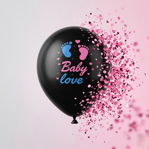 Pembe Konfetili Cinsiyet Balonu