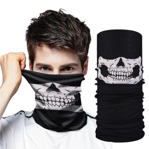 Siyah Renk Dikişsiz Çok Fonksiyonlu Çene Kafatası Yüz Maskesi Baf Buff Bandana Boyunluk Bileklik (53