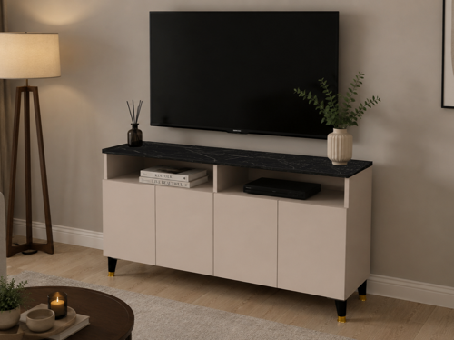 Yamaç Modern TV Ünitesi 4 Kapaklı Ayaklı Televizyon Dolabı Salon Mobilyası