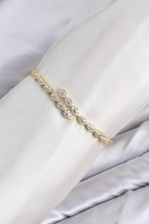 CM Damla Model Zirkon Taşlı VIP Seri Gold Renk Pirinç Kadın Bileklik TG27BB8610