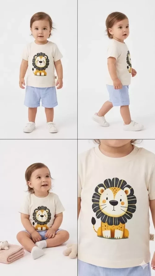 6/24 Ay Keten Şortlu Basic Bebek Takımı