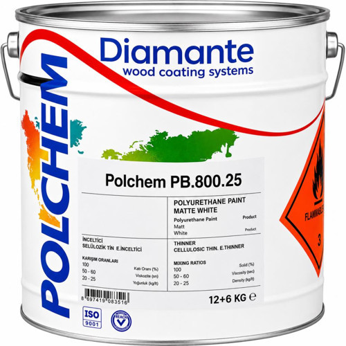 PB.800.25 Poliüretan Boya Mat Antrasit Ral 7016 12+6 Kg