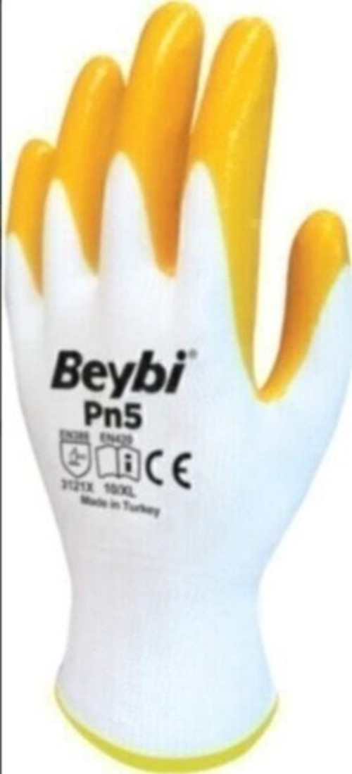 Pn5 Nitril Eldiven 10" (Sarı/beyaz) 24 Adet