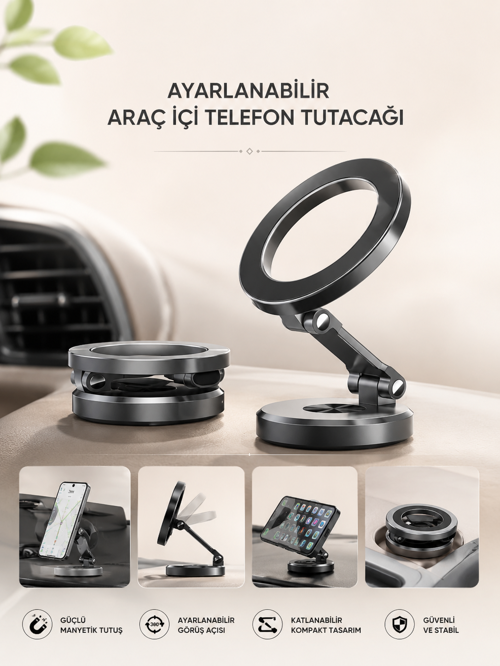 popüler Araç İçi Telefon Tutacağı Manyetik Tasarım Ayarlanabilir 2026