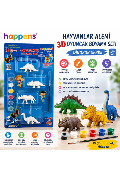 Dinozorlar Alemi 3D oyuncak boyama seti eğitici boya seti oyuncak yıkanabilir