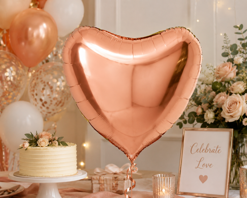 Rose Gold Kalp Folyo Balon 18 İnç Doğum Günü Parti Süsü Dekorasyon Balonu Helyumlu