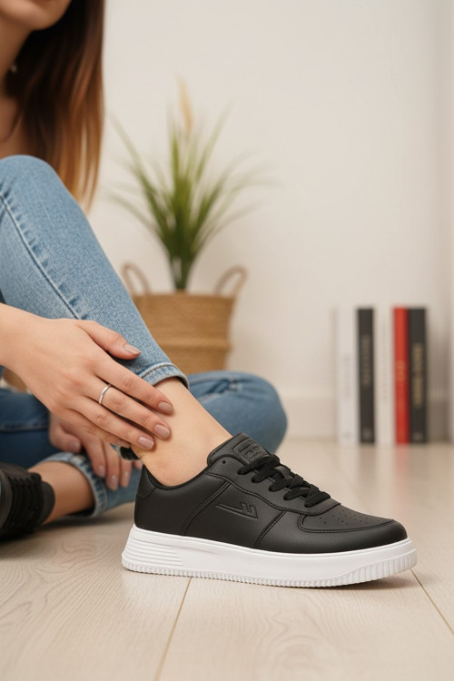 Kadın Havalandırma Delikli Geometrik Dikişli Ortopedik Kontrast Taban Sneakers Spor Ayakkabı