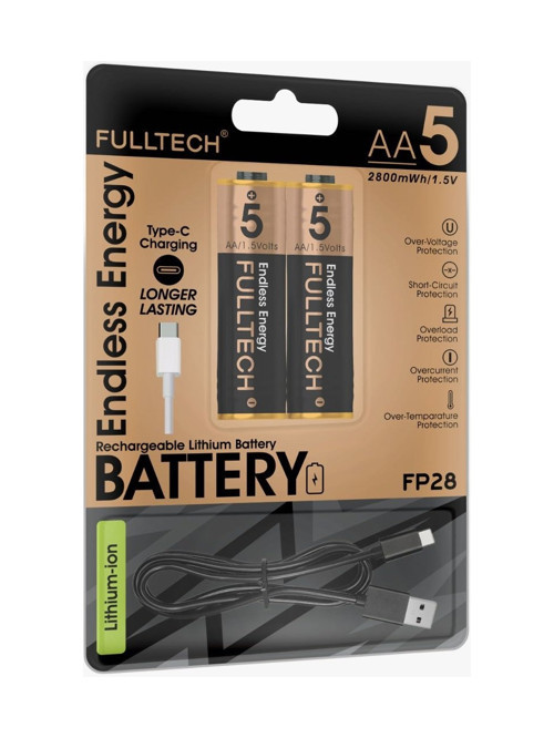 Şarjlı Kalın Kalem Pil AA Şarj Edilebilir Pil 1.5V 2800mWh Lityum-İon Kalın Pil AA 5 Type-C Şarjlı 3